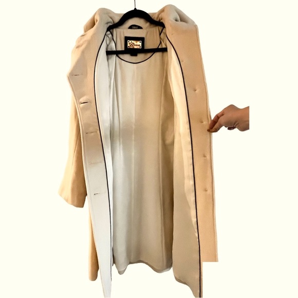 BNWOT MACKAGE WOOL CREAM COAT WITH LEATHER DETAILING - Picture 5 of 16